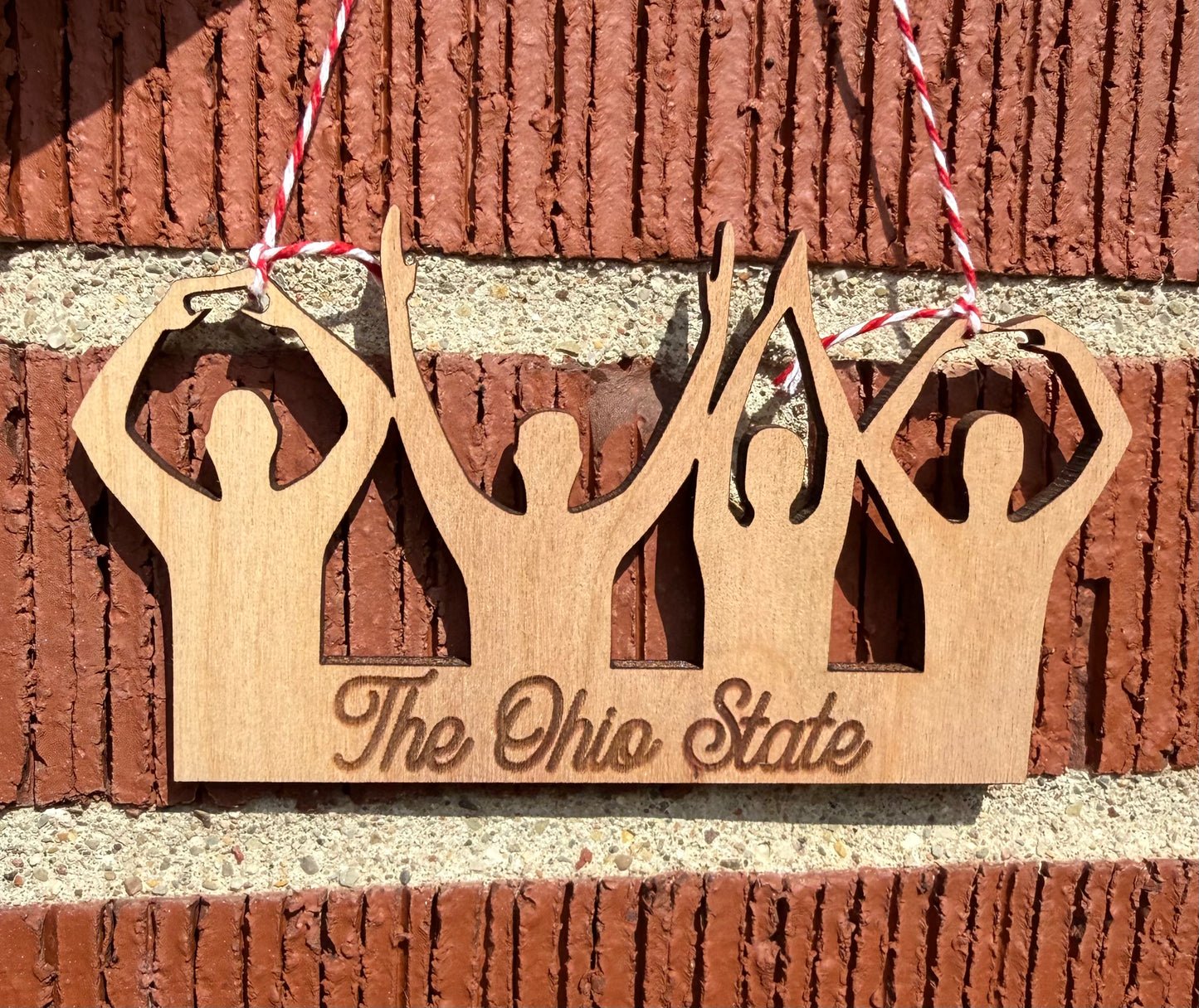 OHIO Hands Up Wooden Ornament