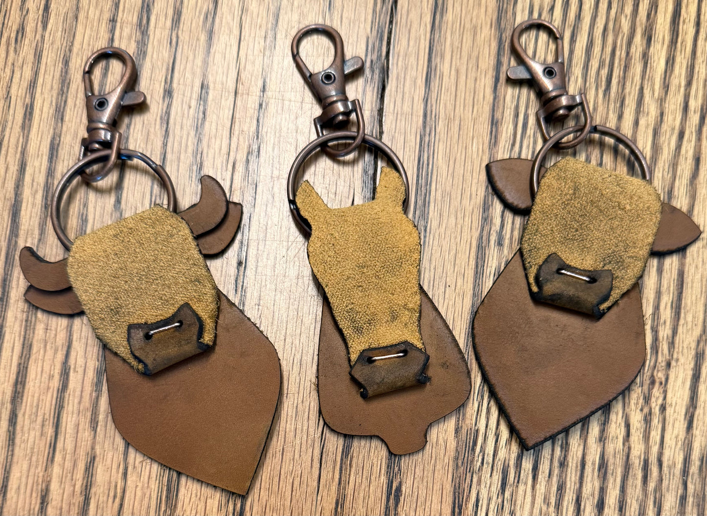 Leather Cow Steer & Horse Keychain