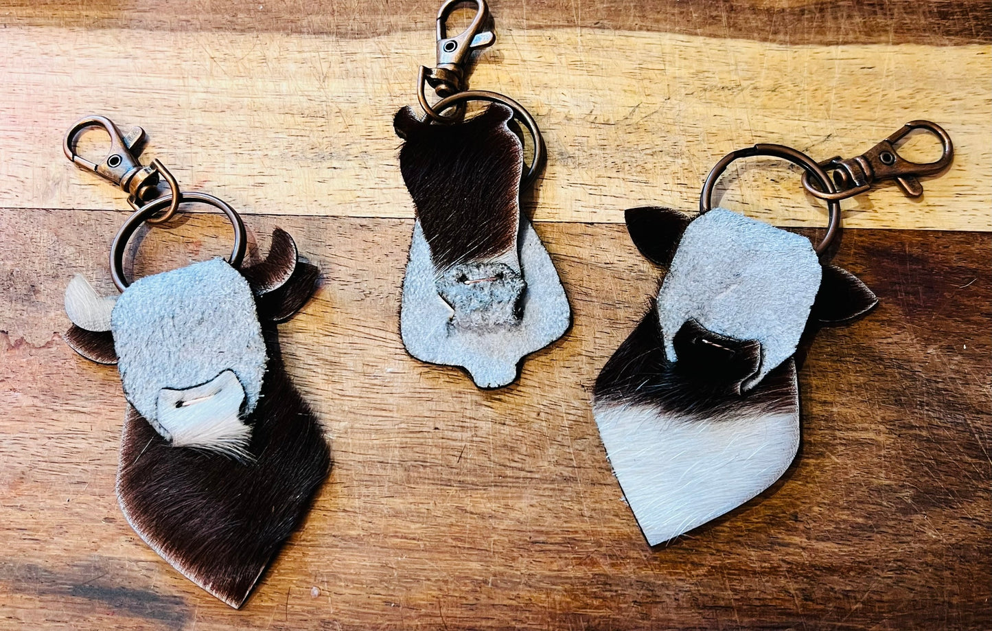 Leather Cow Steer & Horse Keychain