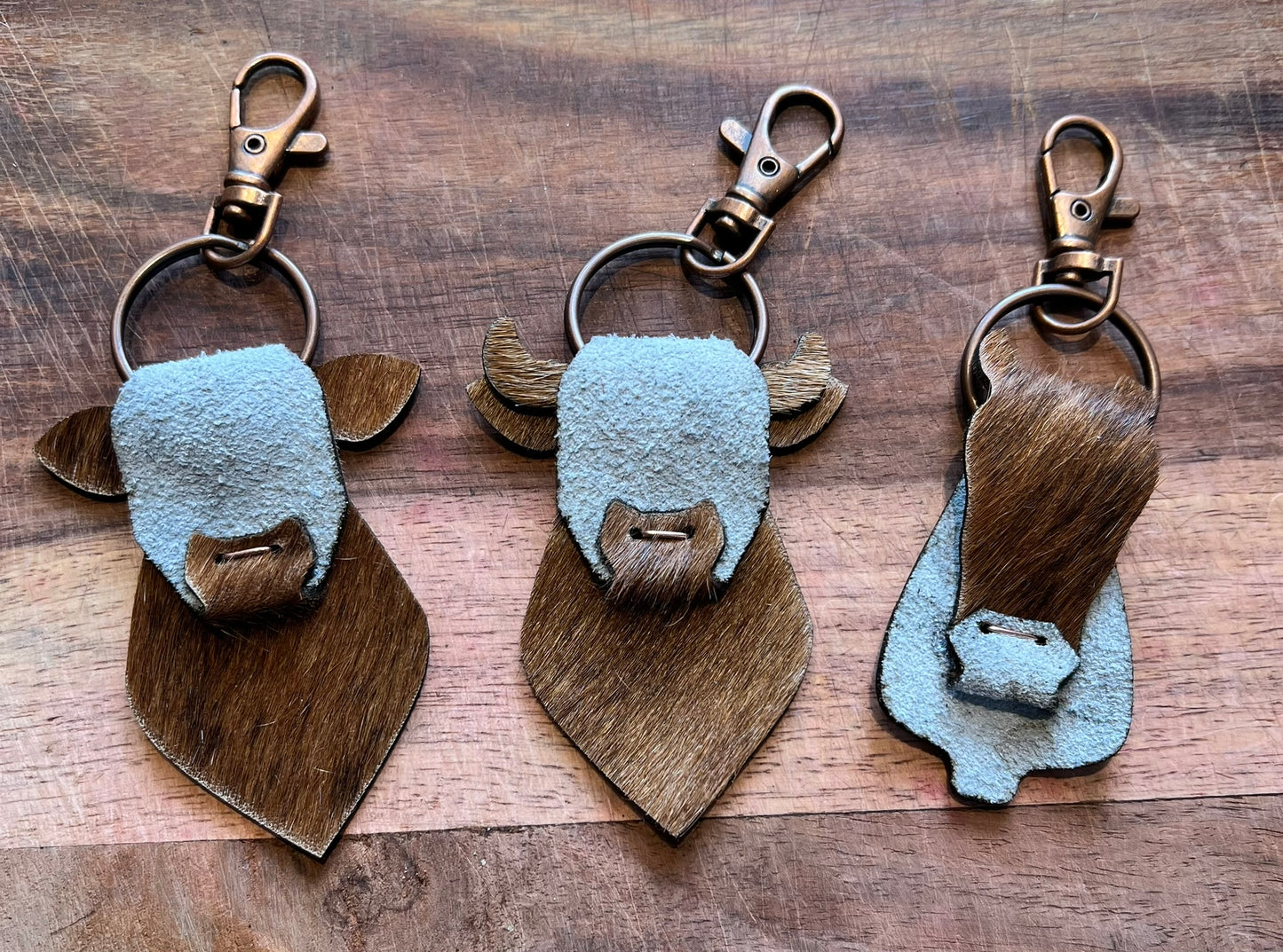 Leather Cow Steer & Horse Keychain