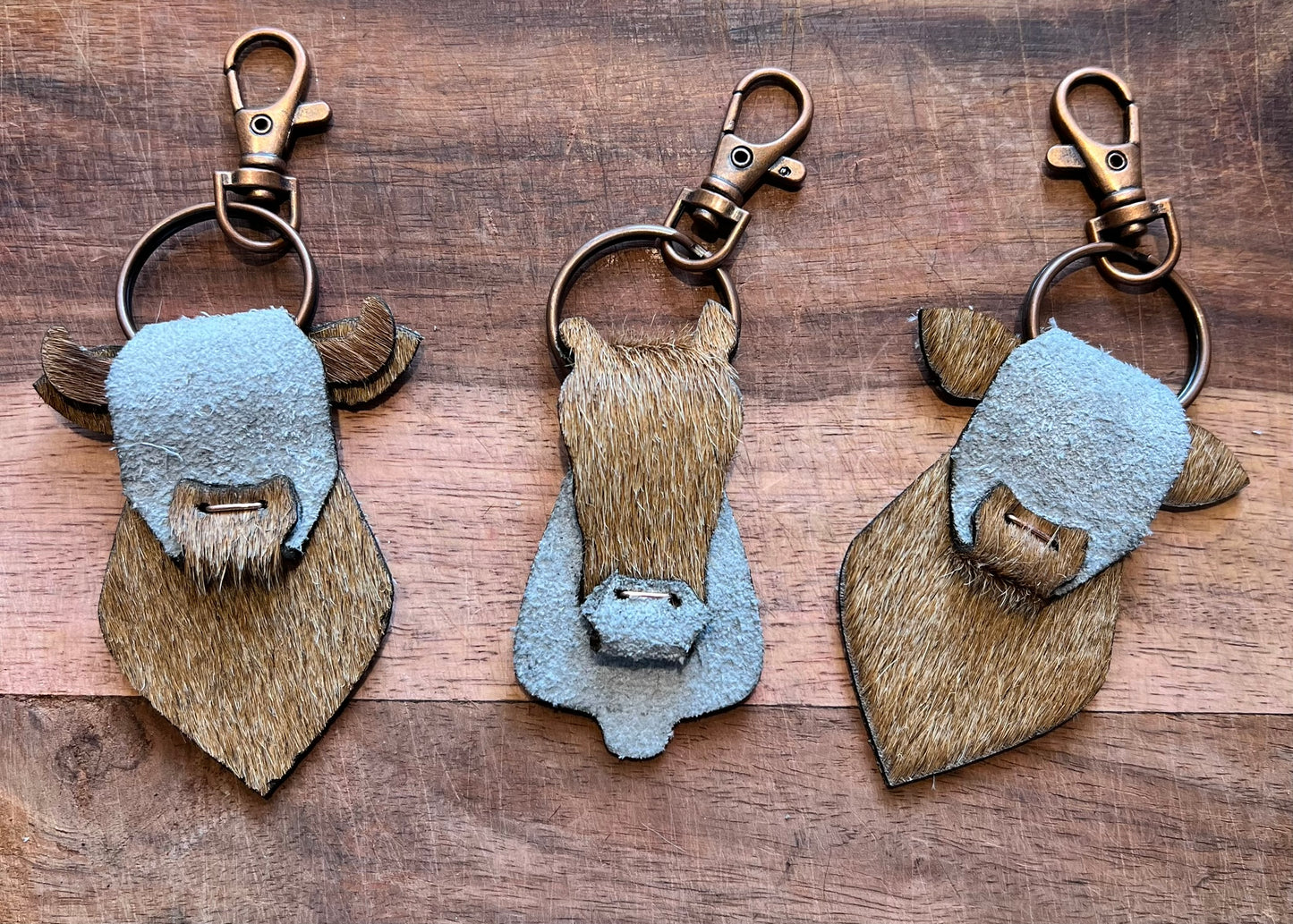 Leather Cow Steer & Horse Keychain