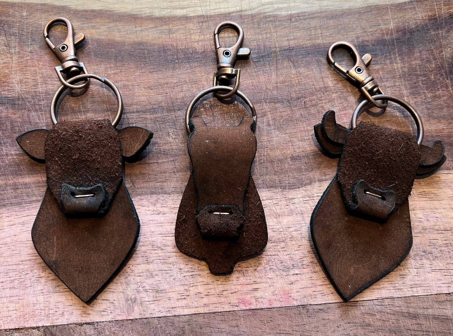 Leather Cow Steer & Horse Keychain