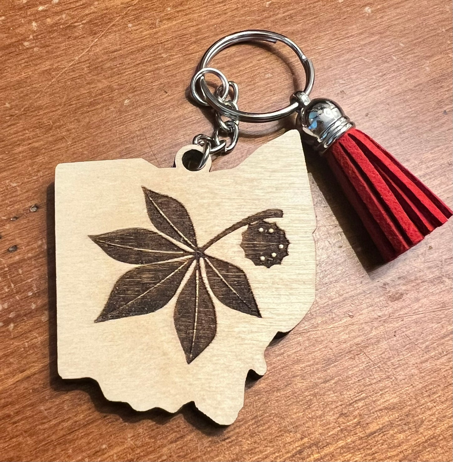 Buckeye Leaf Ohio Keychain