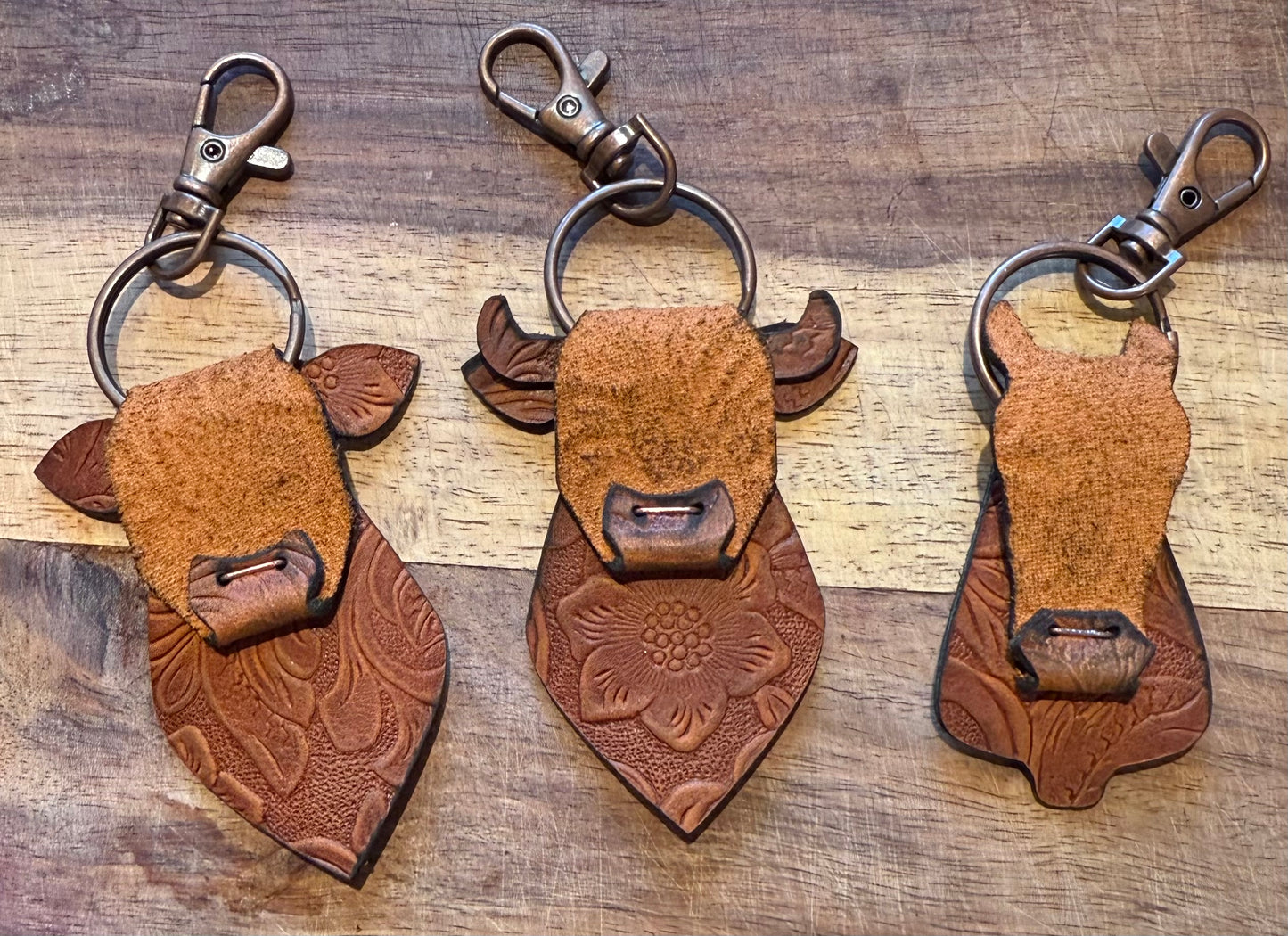 Leather Cow Keychains