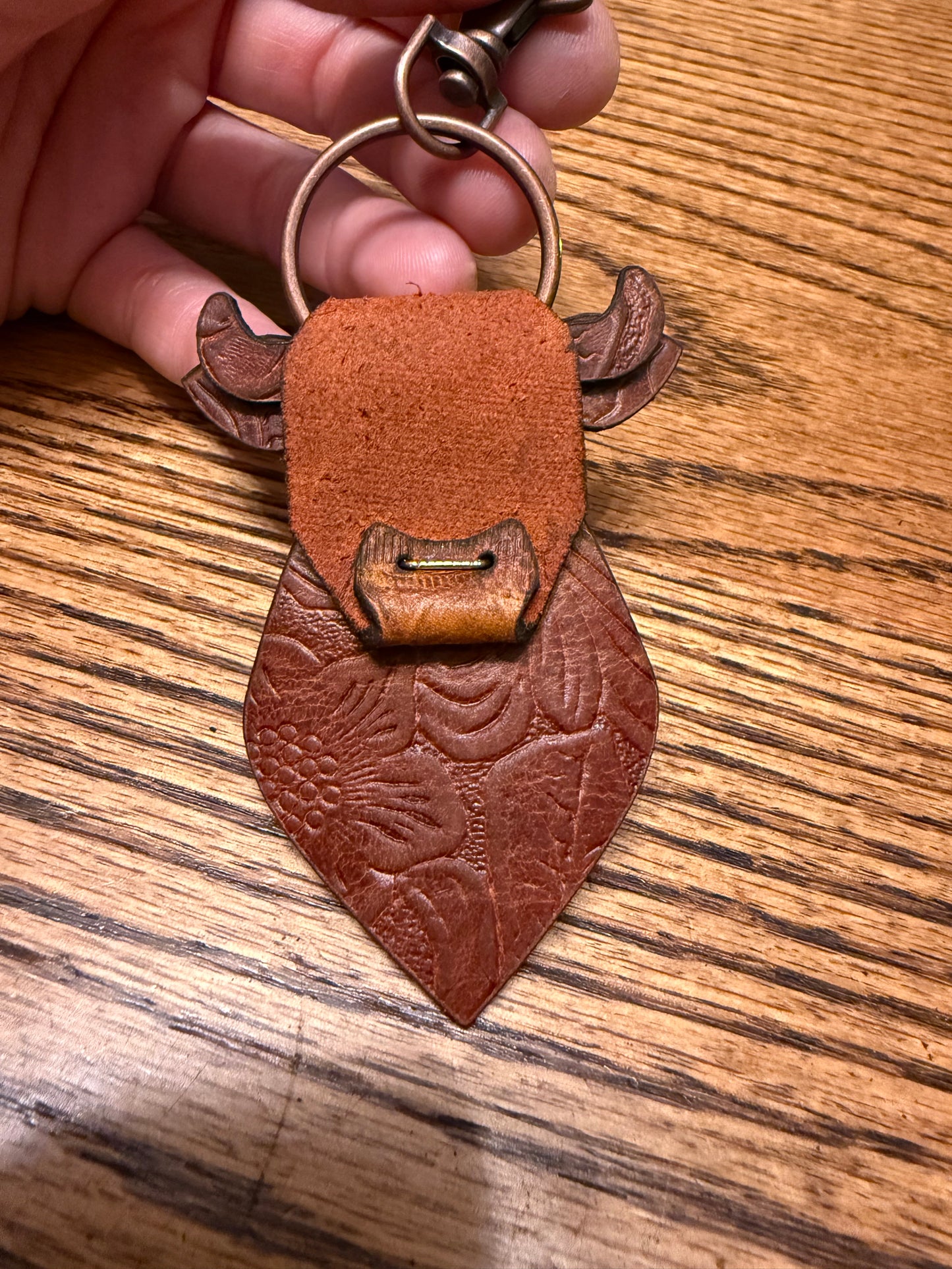 Leather Steer Keychain