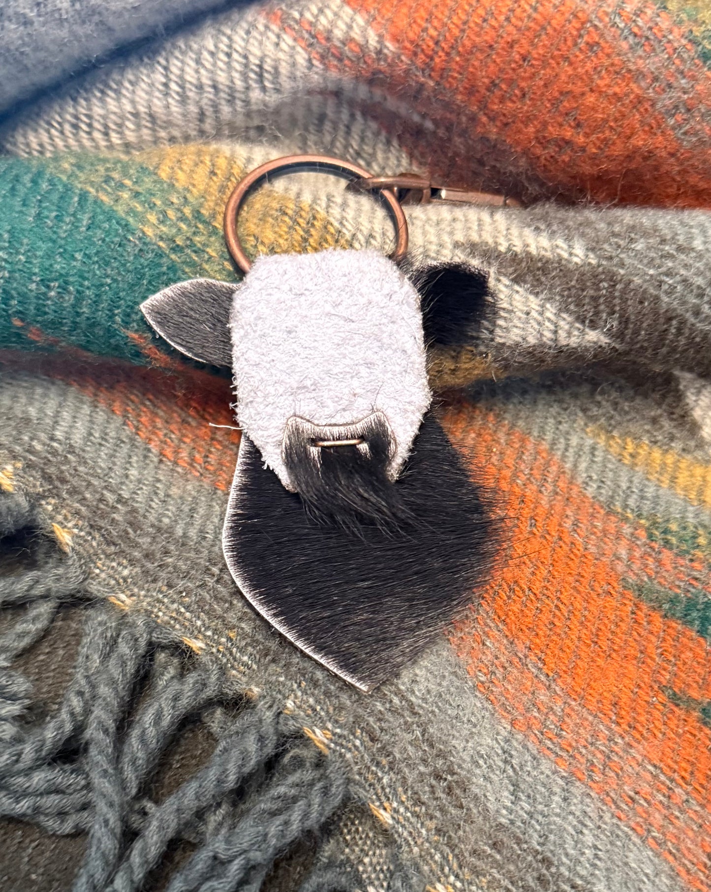 Leather Cow Keychains