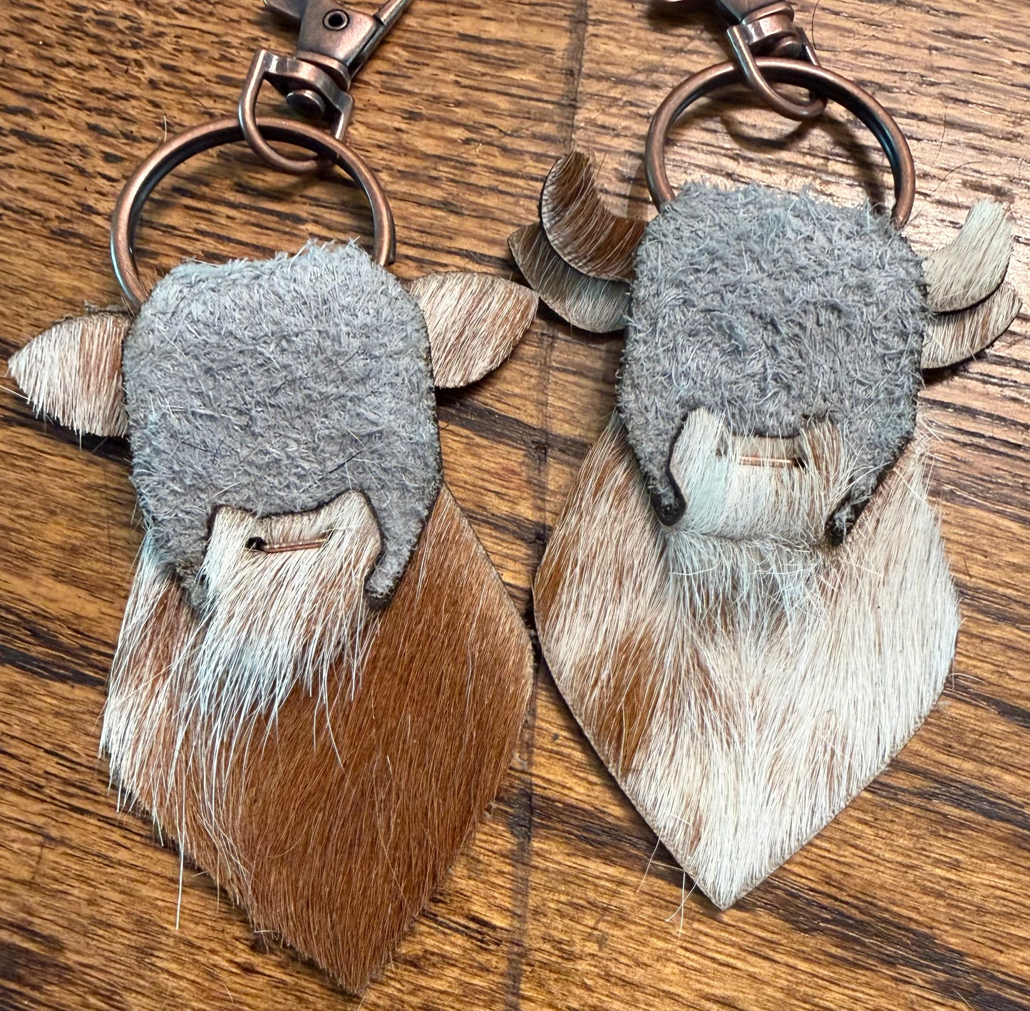 Leather Cow Keychain