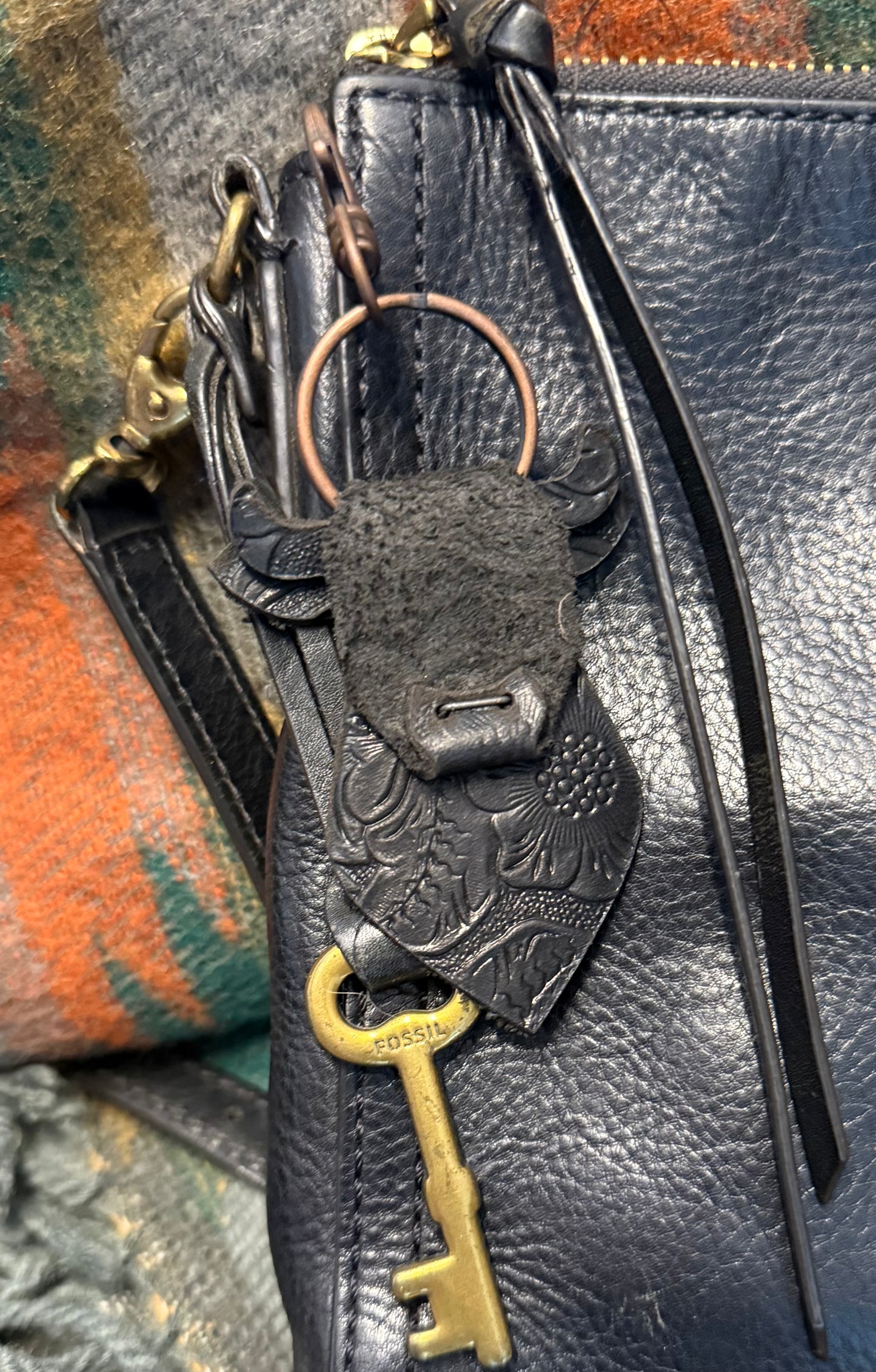 Leather Steer Keychain