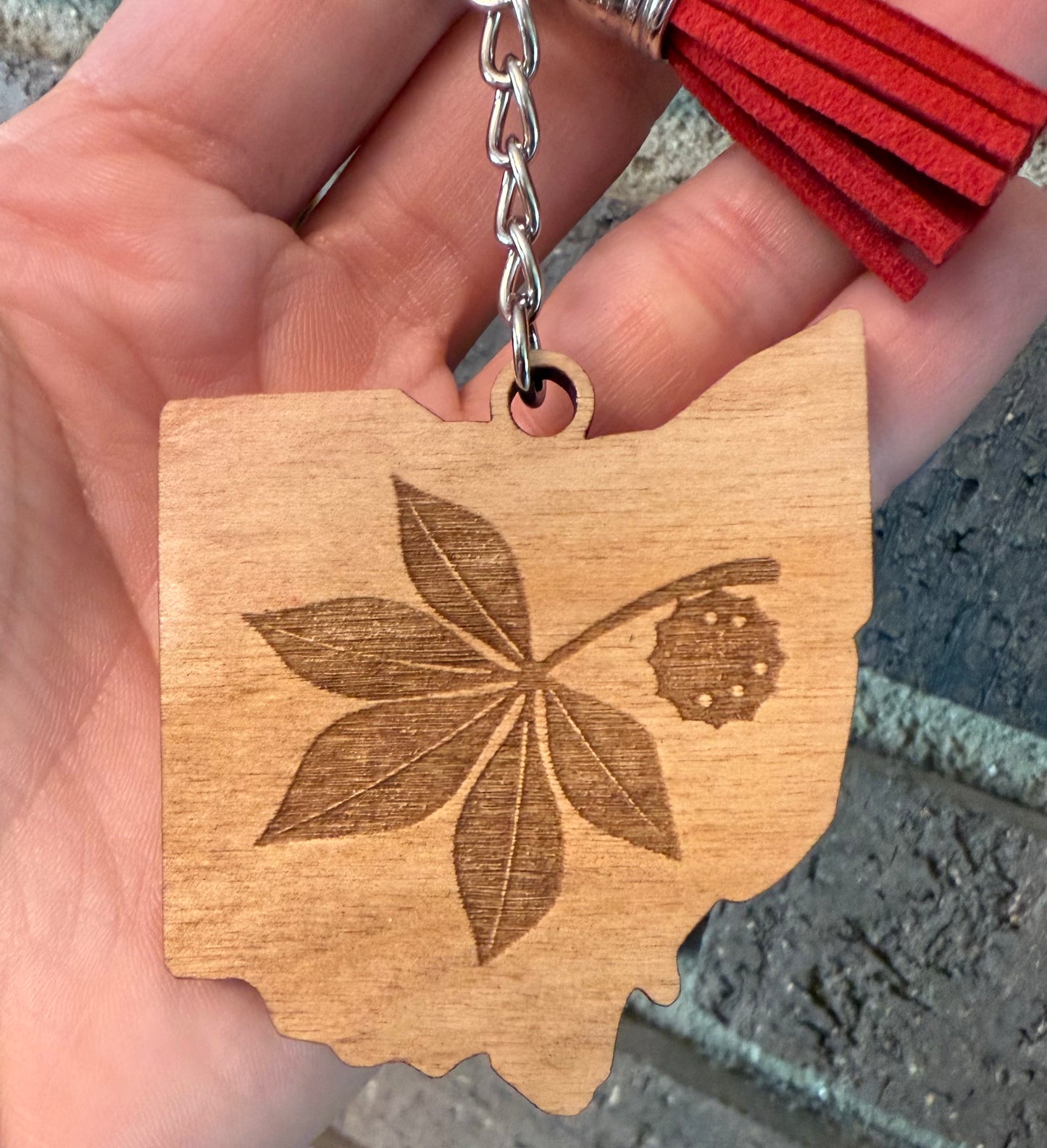 Buckeye Leaf Ohio Keychain