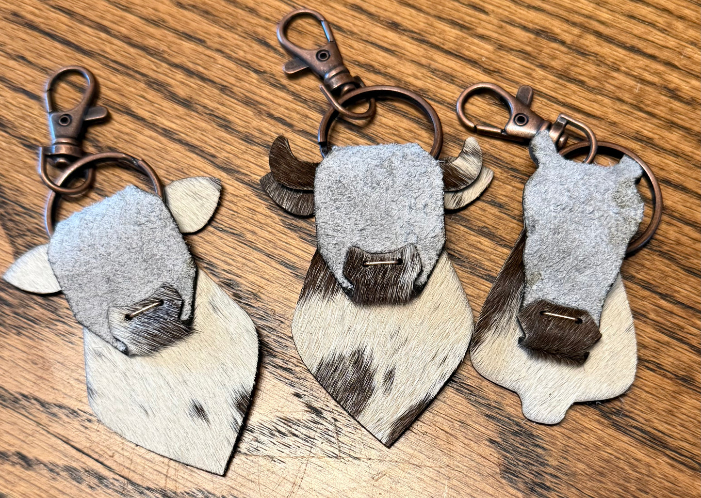 Leather Cow Steer & Horse Keychain