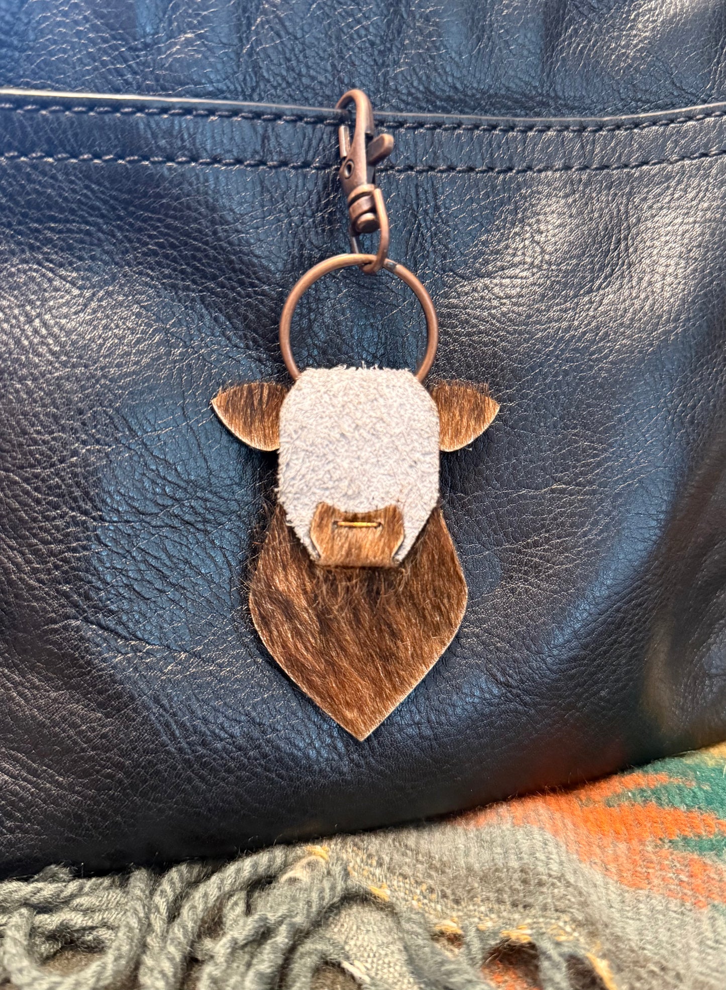 Leather Cow Keychains