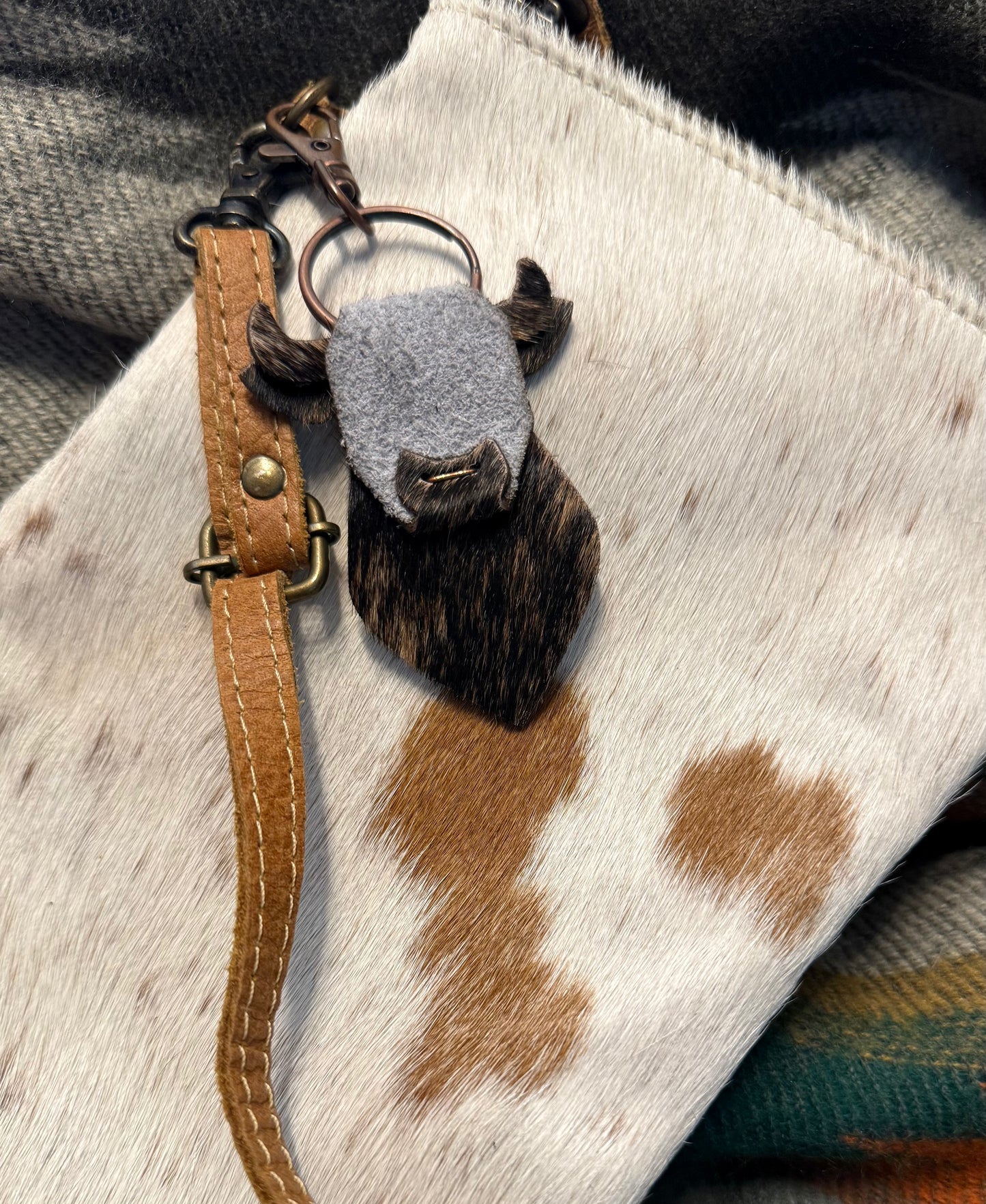 Leather Steer Keychain