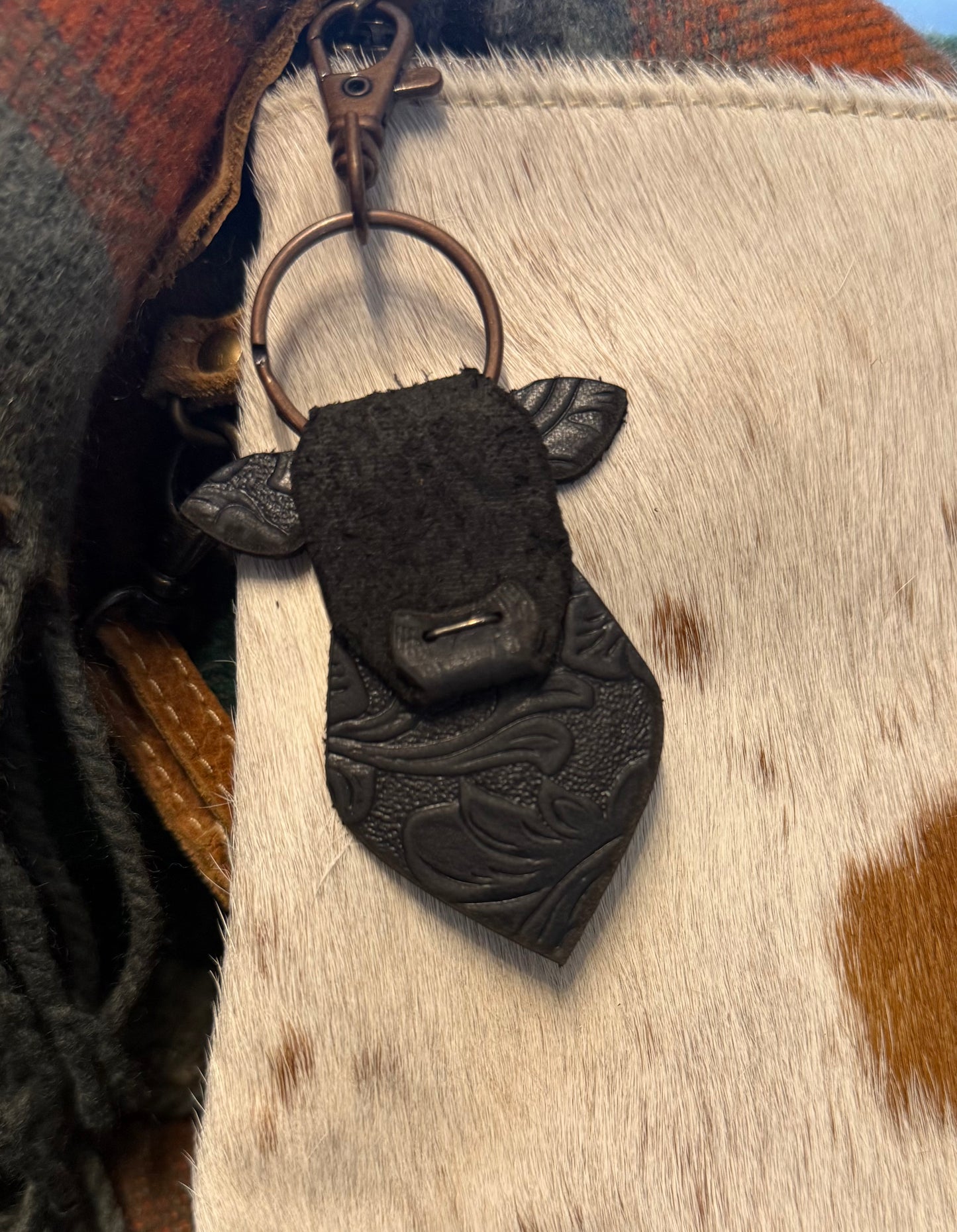 Leather Cow Keychains