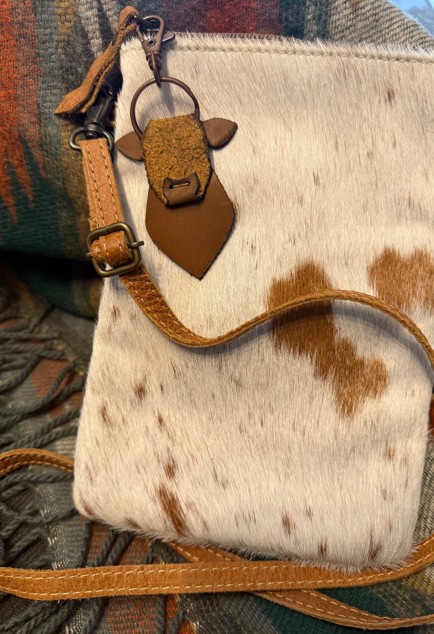 Leather Cow Keychains