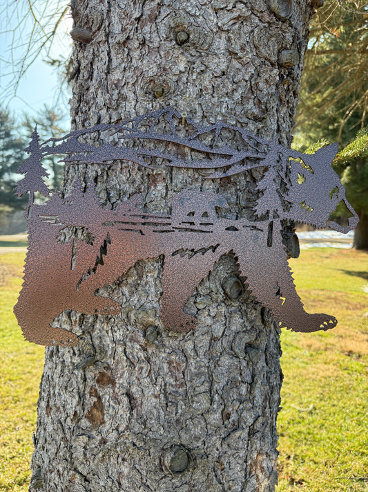 Bear with Mountain Scene