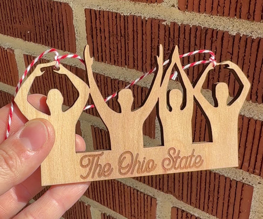 OHIO Hands Up Wooden Ornament